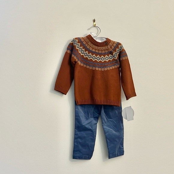 Edgehill Collection  Long Sleeve Round Neck Sweater & Pull-On Pants Set - Picture 3 of 14